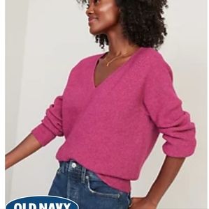 V-Neck Mélange Rib-Knit Sweater for Women, size medium